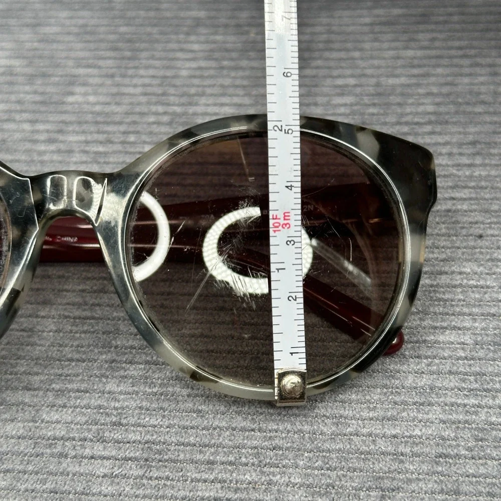 Tory Burch TY7079A Round Sunglasses Grey Marble Tortoise Red 139411 54mm